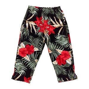 Vintage Tropical Print Capris Pants
